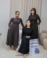 Amina - Long sleeve jersey maxi dress