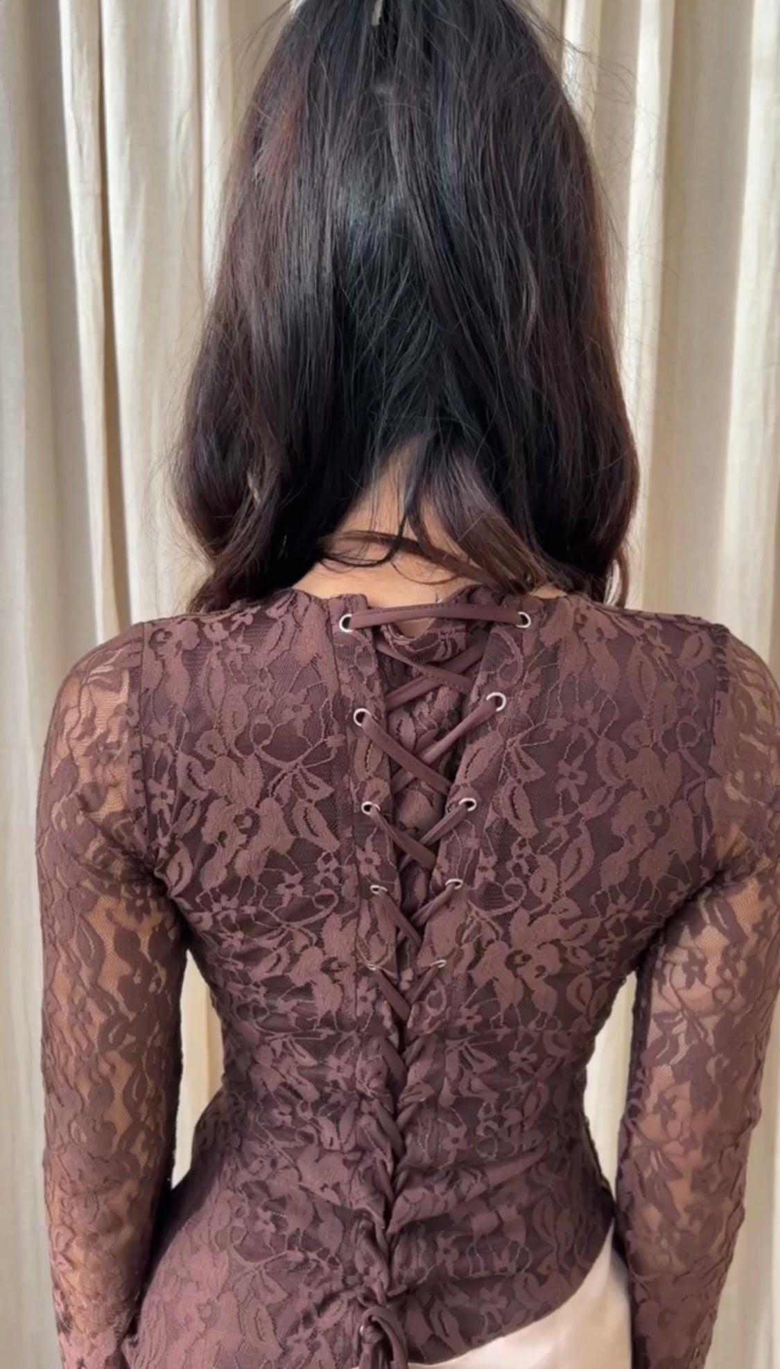 Brown with champagne back view - Khalida petite dress